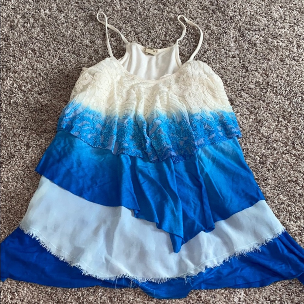 Blue lace layered tank